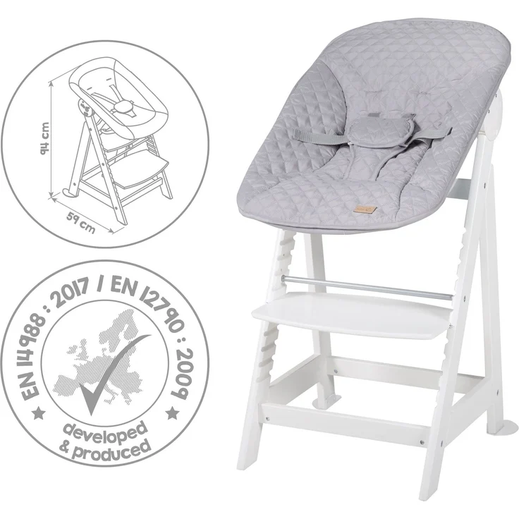roba Treppenhochstuhl 'Born Up' - Set 2 in 1 - 'roba Style' grau - mit Liegefunktion - ab Geburt – Bild 17