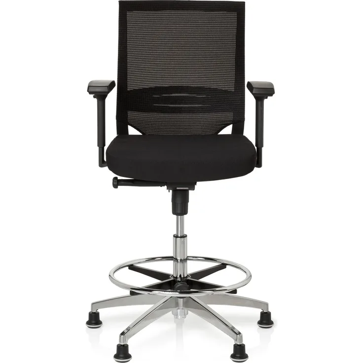 hjh OFFICE Arbeitsstuhl Arbeitshocker TOP WORK 77 Stoff Schwarz