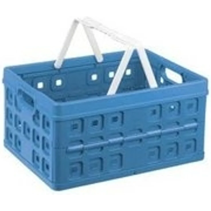 Sunware Klappbox Square 32 L blau/weiß Einkaufsbox Einkaufskorb mit Griffen – Bild 2