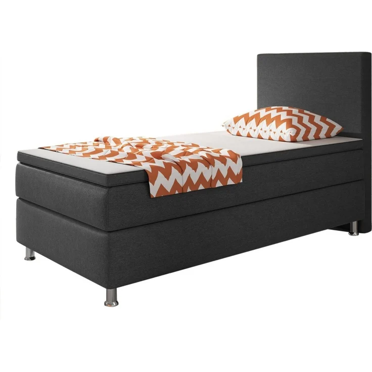 Homeline Boxspringbett Boxspringbett 90x200 cm Schwarz Anthrazit Einzelbett Schlafzimmer (Spar-Set, Set-Angebot), 5 Gang Bonell-Federkern-Matratze – Bild 2