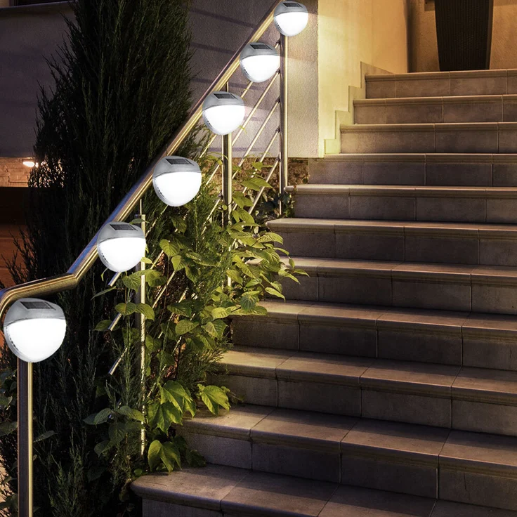 10er Set LED Zaun Solarleuchten, Durchmesser 11 cm – Bild 7