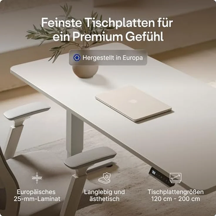 Höhenverstellbarer Schreibtisch - Höhenverstellbar Elektrisch mit Flüsterleisem Dual-Motor & Touchscreen - Hohe Tragfähigkeit - Stehtisch von Desktronic, Grau + Weiß, 140x70 cm – Bild 9