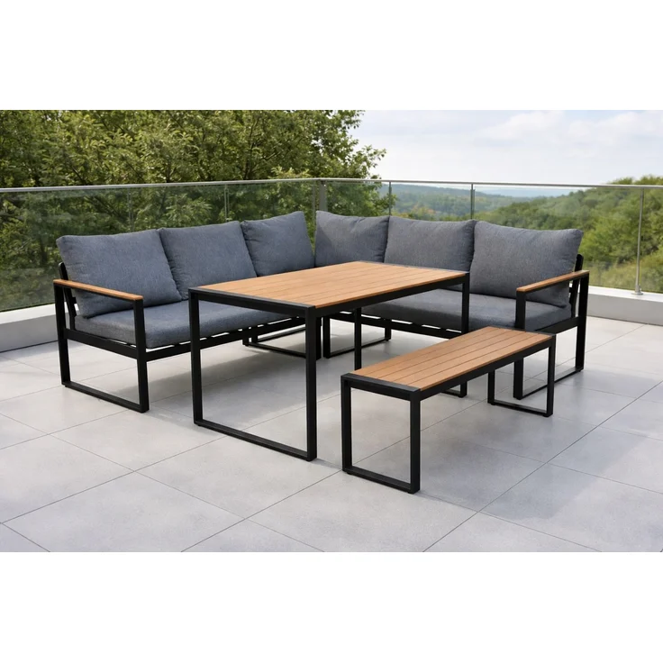 Gardissimo TONY Alu Ecklounge Gartenmöbel Sitzgruppe Holzoptik Nonwood – Bild 1