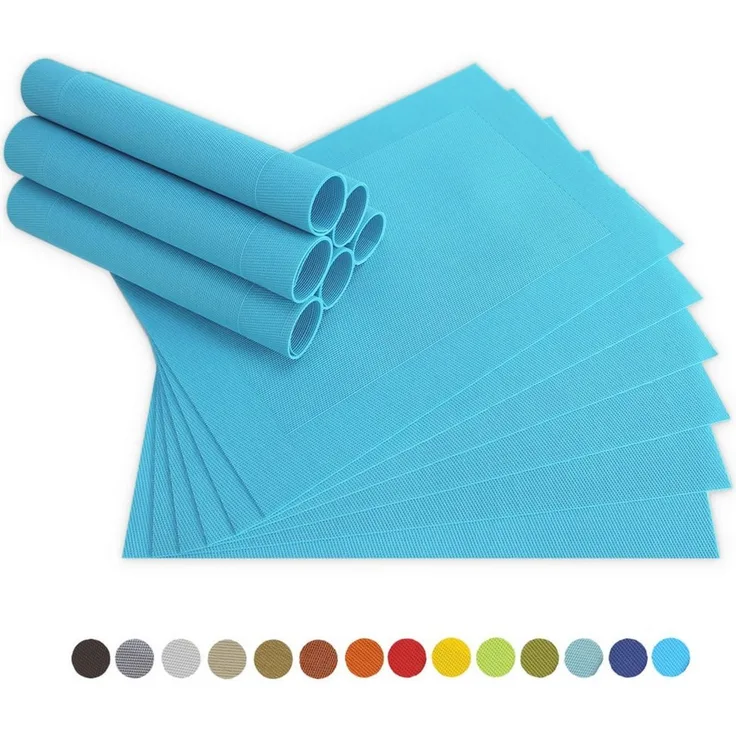 matches21 HOME & HOBBY Platzset Tischsets BORDA 12er Set Türkis-blau als Tischuntersetzer, (12-St), Abwaschbare Platzsets als Tischunterlagen für Ess-Tisch Tisch-Deko