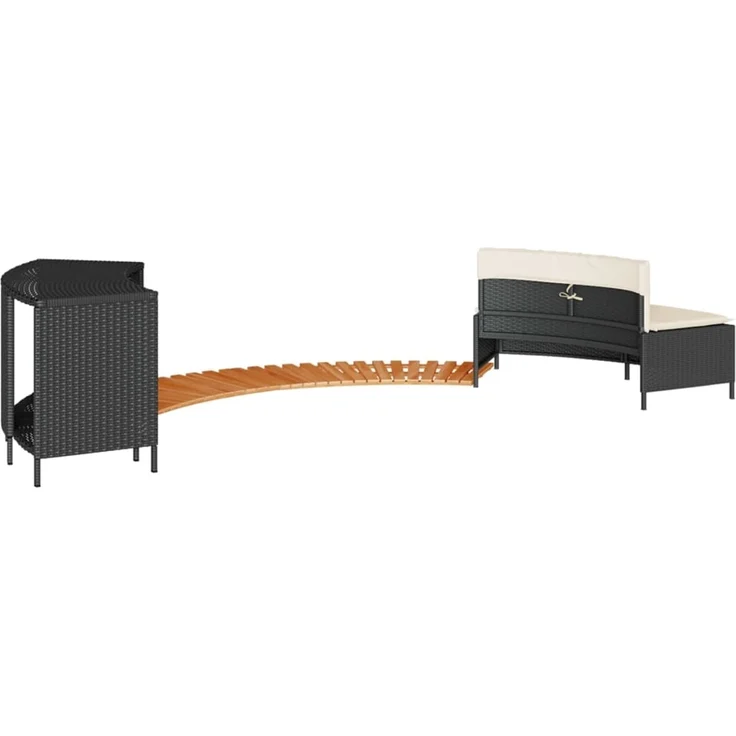vidaXL Whirlpool-Umrandung Schwarz Poly-Rattan und Massivholz Akazie 365614 – Bild 6