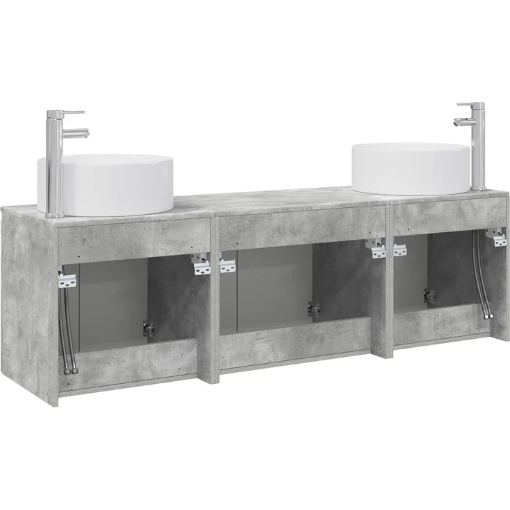 vidaXL Badezimmerschrank-Set 3 stk. Betongrau 161,5 x 44,5 x 80 cm 3405730 – Bild 7