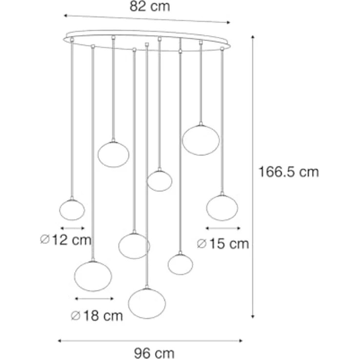 Qazqa Pendelleuchte Jia, ohne Leuchtmittel, G9, Gold, Art Deco, Stahl, 9-flammig – Bild 4