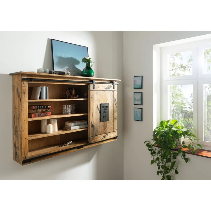 Wandregal Mango 130x25x80 natur lackiert RAILWAY #158 – Bild 8