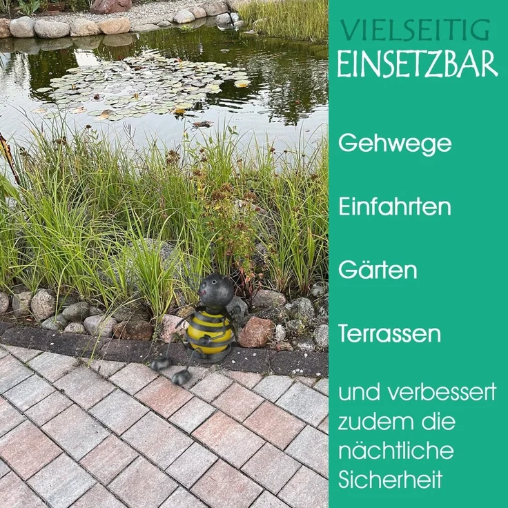 LED Solarlampe 2er Set Solarleuchten Gartenleuchte Metall Biene Außen Deko Kugel – Bild 3