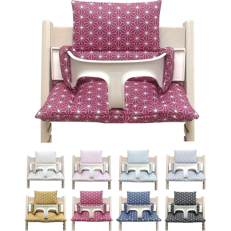 Blausberg Baby Sitzkissen für Stokke 'Tripp Trapp' Hochstuhl,  Happy Star Cranberry Rot