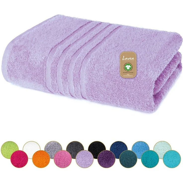 Lavea Badetuch Bali Duschtuch 100x150 cm Duschtuch 70x140 cm, Weiches Bio-Baumwollfrottee (1-St), Handtuch, GOTS-zertifiziert, extra saugstark mit 500g/m² – Bild 1