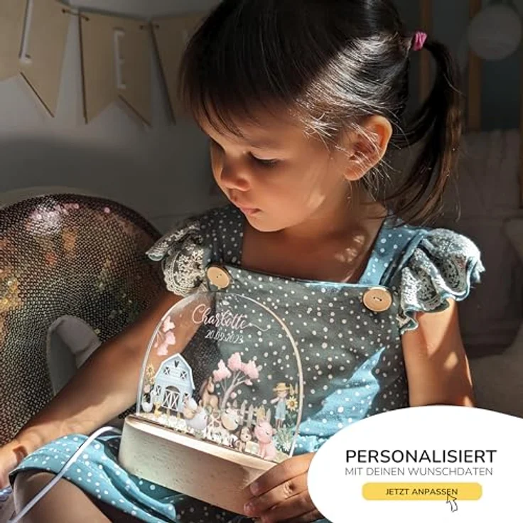 Kidsmood Nachtlampe mit Wunschnamen, Individuelle Nachttischlampe Kinder, Niedliches Nachtlicht für Babys, Personalisierte Geschenke für Babys, Geschenk zur Geburt – Bild 5