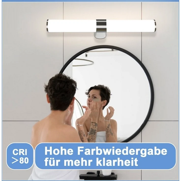 Nettlife LED Spiegelleuchte Bad Spiegellampe Badleuchte Chrom Wandlampe, LED fest integriert, Neutralweiß, Keller Küche – Bild 2