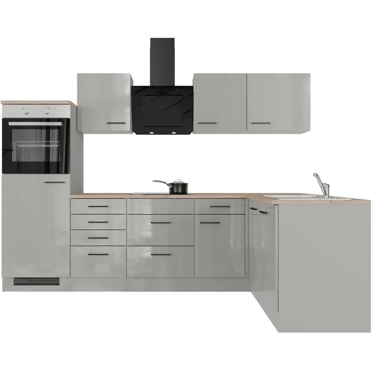 Flex-Well Küchenzeile Lund, wahlweise mit E-Geräten, Stellbreite 280x170 cm