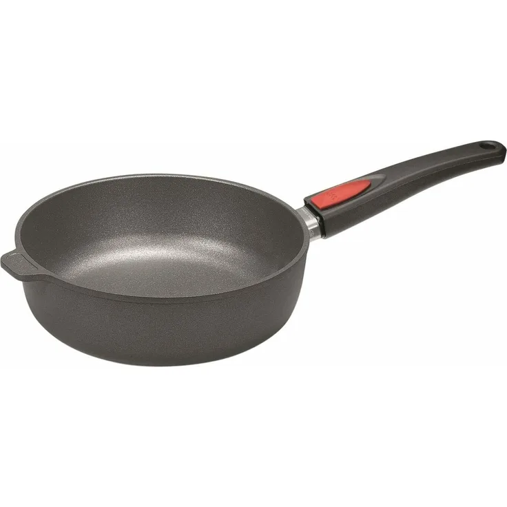 WOLL Titanium Nowo Induction Sauteérpfanne mit abnehmbarem Griff, Ø 24 cm x ca. 7 cm (2,5 l), Aluminium-Handguss mit Titan‑Hartversiegelung, alle Herdarten inkl. Induktion, spülmaschinen‑ & backofenfest bis ca. 250 °C