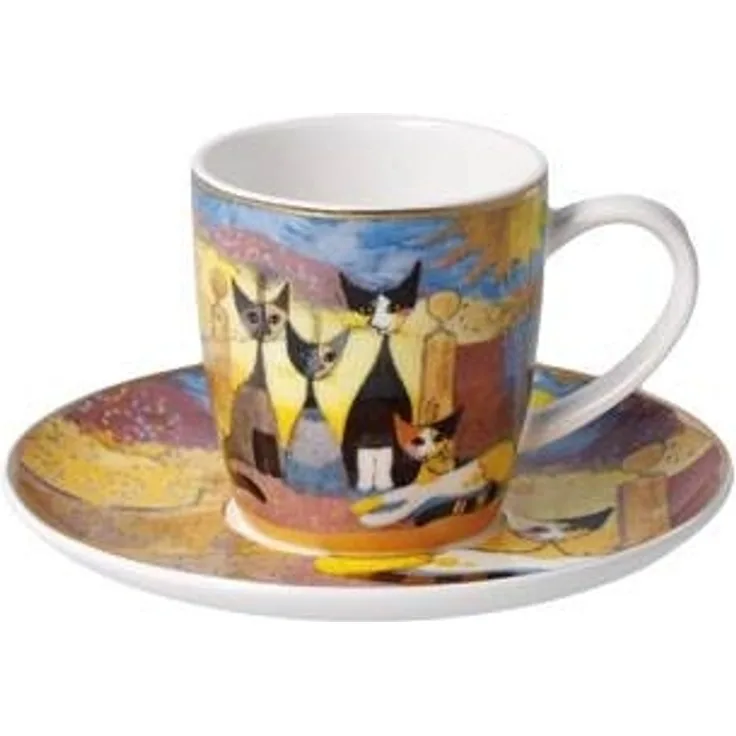 Goebel Espressotasse Rosina Wachtmeister - Macchia e amici, mit Untertasse, Fine Bone China, Bunt, 100 ml, 66860891