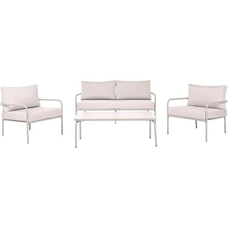 Lounge Set mit Tisch 4-Sitzer NESSO Metall Hellbeige