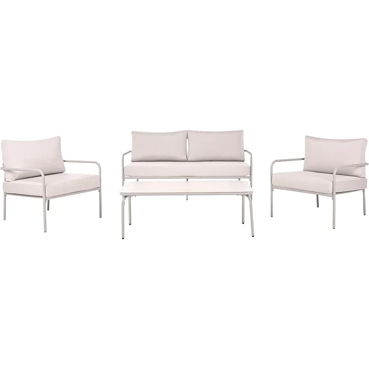 Lounge Set mit Tisch 4-Sitzer NESSO Metall Hellbeige – Bild 1