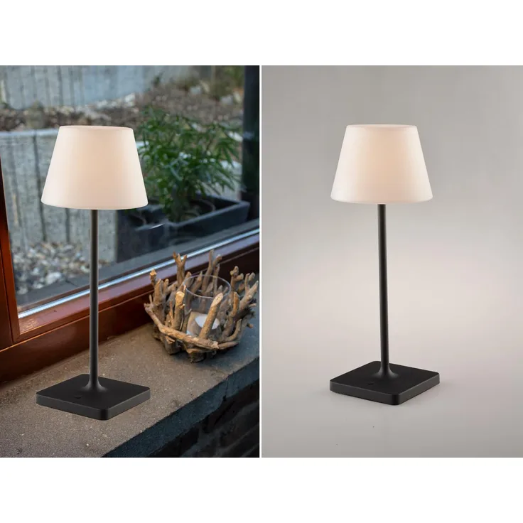Akku LED Outdoor Tischleuchte JAMMIN Schwarz, Dimmbar Höhe 39cm