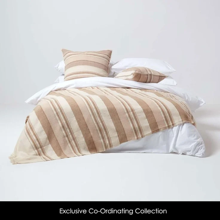 Plaid Tagesdecke Morocco beige gestreift, 150 x 200 cm, Homescapes – Bild 3