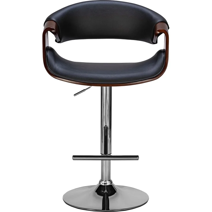 Barhocker GASEN - Kunstleder Walnuss/schwarz 60x52x95 cm | Barstuhl Höhenverstellbar Mit Lehne Drehbar Tresenhocker Tresenstuhl Kneipenhocker – Bild 3