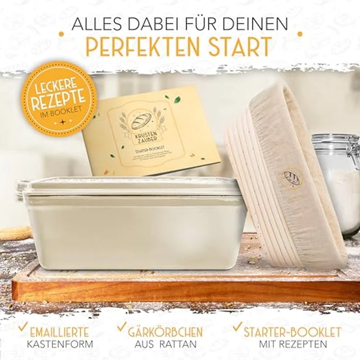 Krustenzauber Brotbackform Brotbackform Gusseisen Topf Brot Backen [inkl. Gärkorb] – Bild 4