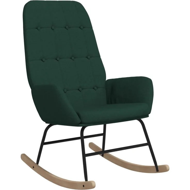 vidaXL Schaukelstuhl Dunkelgrün Stoff 341258