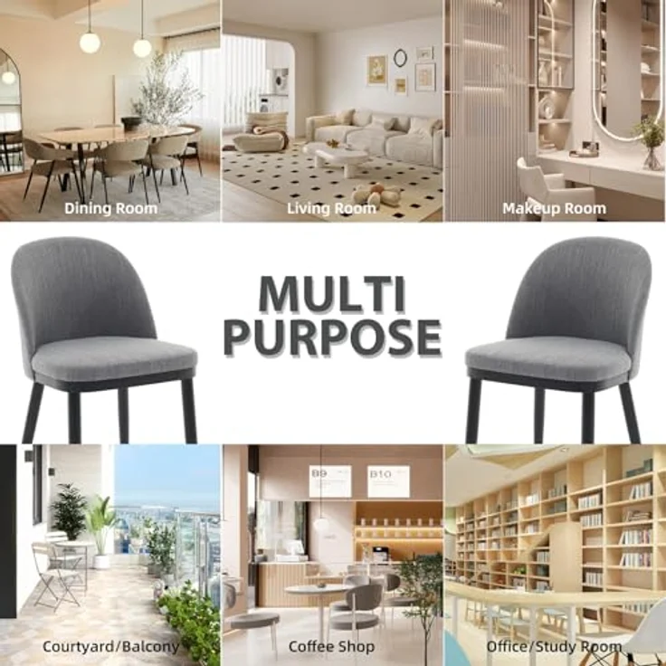 GarveeHome 2-Er Set Esszimmerstuhl Aus Leinenbezug, Gepolstert Küchenstühle Mit Rückenlehne, Stühle Mit 130kg Tragkraft, Für Esszimmer Und Wohnzimmer, 48 x 52 x 78 cm – Bild 6