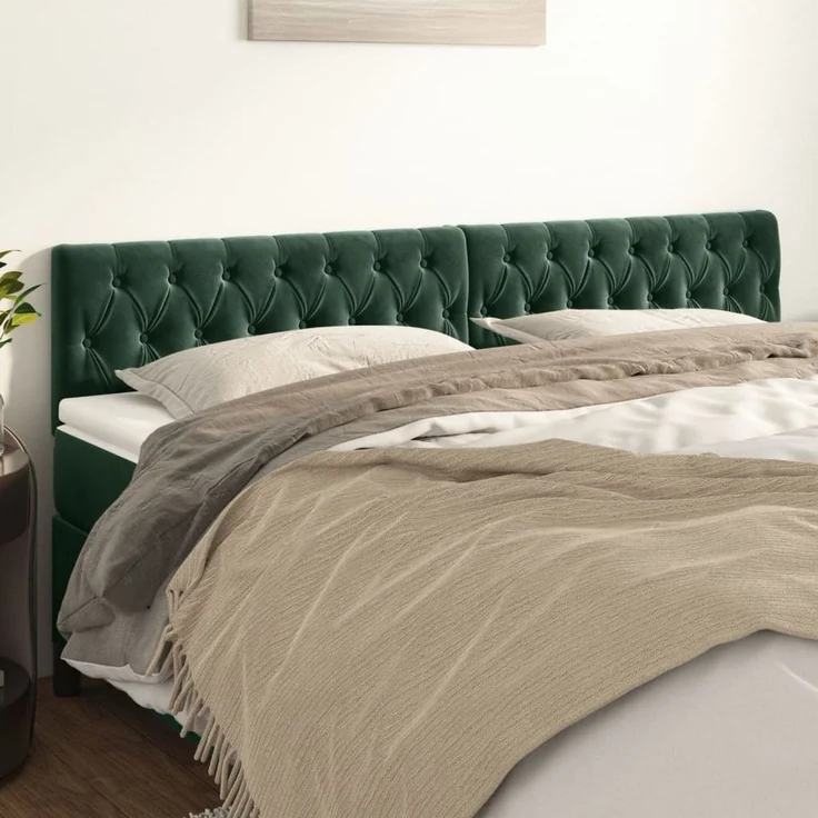 vidaXL Kopfteile 2 Stk. Dunkelgrün 90x7x78/88 cm Samt 346379 – Bild 1