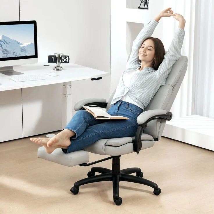 MELAYR, Bürostuhl mit Massagefunktion, Höhenverstellbar, 82 x 35 x 66 cm, Grau – Bild 3