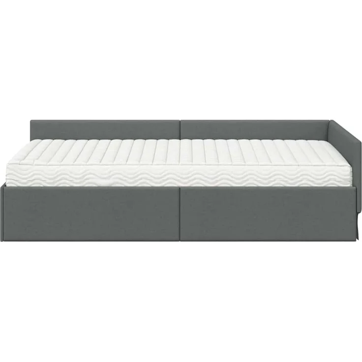 vidaXL Eckbettgestell mit Matratze 2 stk. Dunkelgrau 100 x 200 cm 3393606 – Bild 5