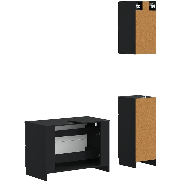 vidaXL 3-teiliges Badezimmer-Schranksystem UTRECHT Schwarz 3417811 – Bild 6