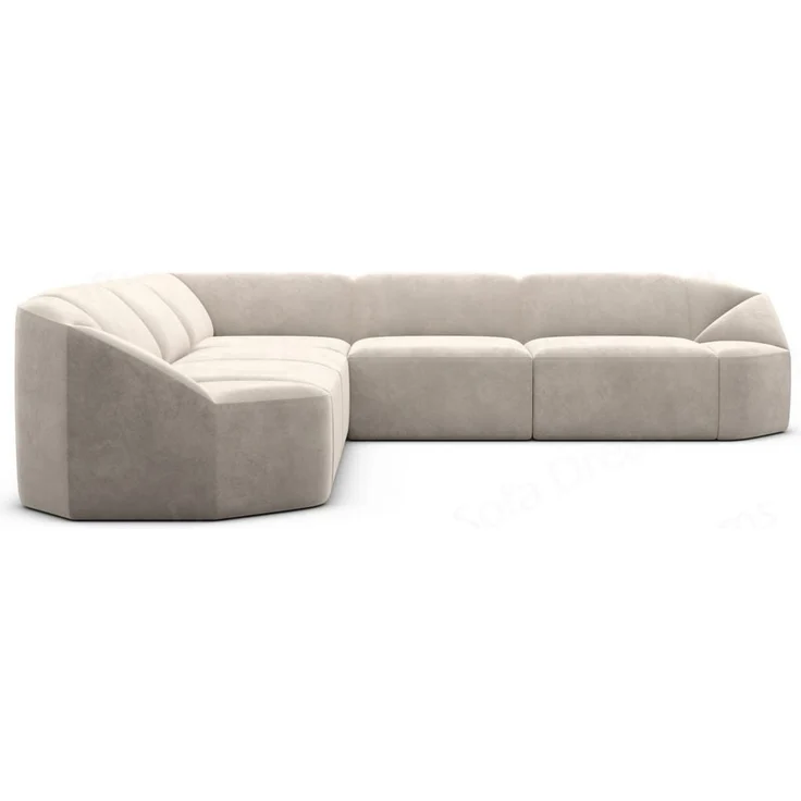 Samtstoff Ecksofa Cabrera L Form - Samtstoff - sand – Bild 3