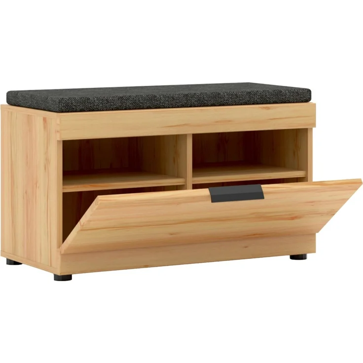 XORA 'OHIO' Garderobenbank, MDF Wildbuche, 80 x 49 x 40 cm, mit Sitzkissen und Platz für 9 Paar Schuhe – Bild 4