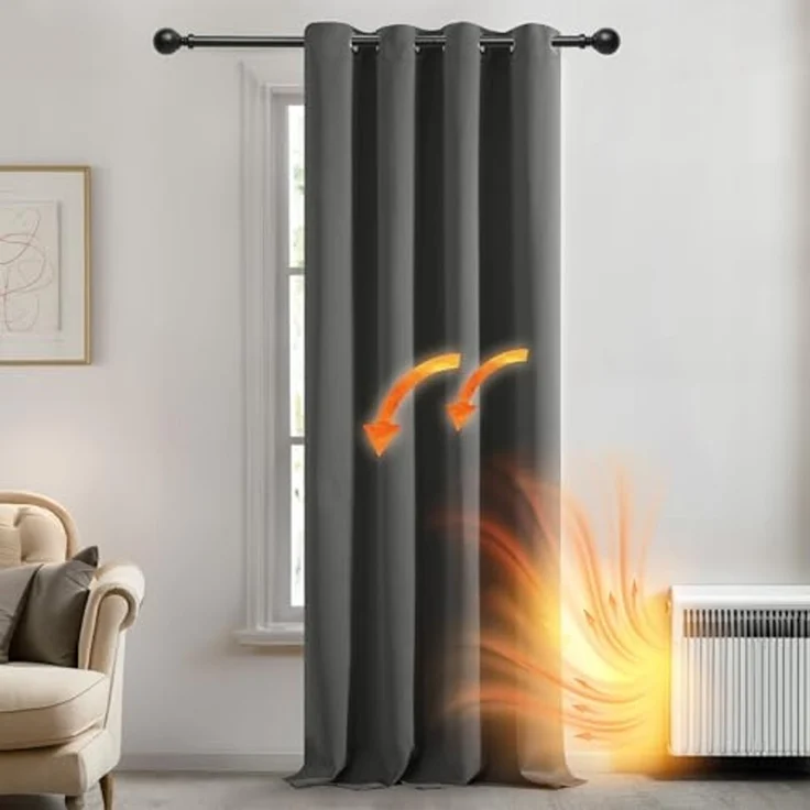 Deconovo Verdunkelungsvorhang Blickdichter Vorhang mit Ösen Gardinen Wohnzimmer 1 Stück, Verdunkelung Lärmschutz Thermogardine Dicke Vorhänge Kälteschutz – Bild 2