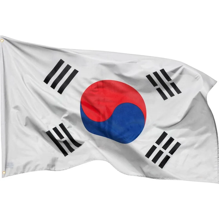PHENO FLAGS Südkorea Flagge 90x150 cm - wetterbeständige Fahne mit Messingösen, 100% Polyester, robuste Doppelnaht & in lebendigen Farben - ideal für Flaggen-Liebhaber