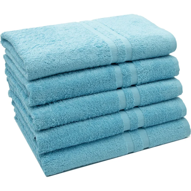 ZOLLNER 5er Set Duschtücher, 70x140 cm, 100% Baumwolle, aqua (türkis) – Bild 1