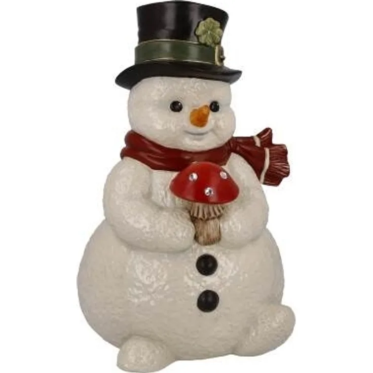 Goebel Figur Kleiner Glücksbote, Schneemann Dekofigur, Steingut, Weiß, 22 cm, 66704141