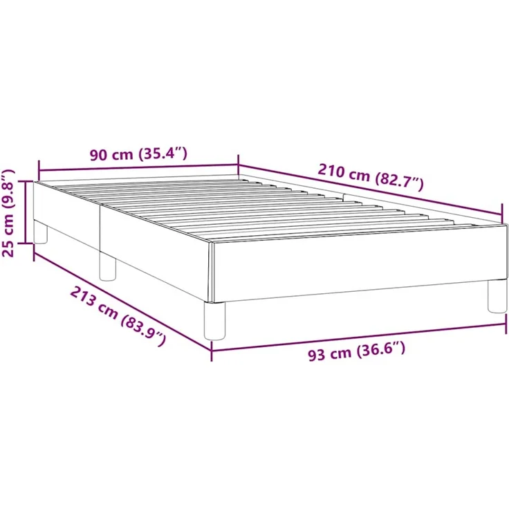 vidaXL Boxspringbett ohne Matratze Dunkelgrau 90x210 cm Samt 3315808 – Bild 10