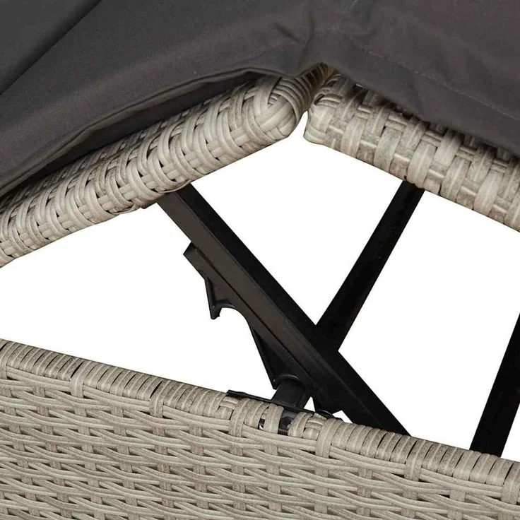 vidaXL Doppelte Sonnenliege Hellgrau Poly-Rattan 3376132 – Bild 8