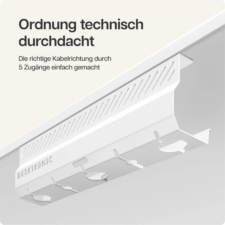 Desktronic Kabelkanal Schreibtisch, 2x43cm, Hochwertiger Stahl, Kabel Organizer für Kabelführung Weiß – Bild 5