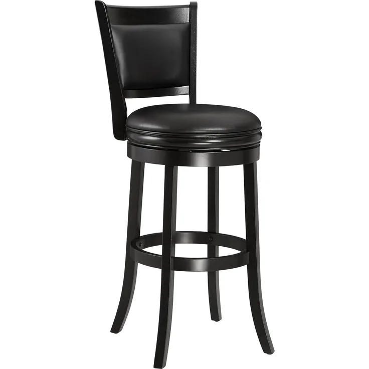 Ball & Cast Gepolsterter Drehbarhocker, Pub Höhe Hocker-Stuhl mit Rückenlehne & Fußstütze, Holzrahmen Barhocker für Küche und Esszimmer, schwarz