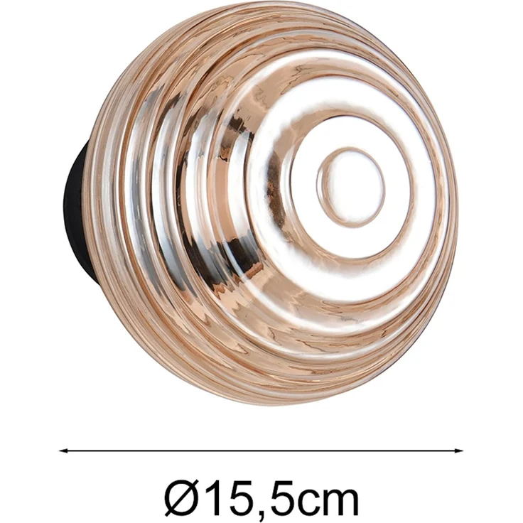 Akku Wandleuchte EARL Glasschirm Bernsteinfarbig dimmbar, Ø 15,5cm – Bild 4
