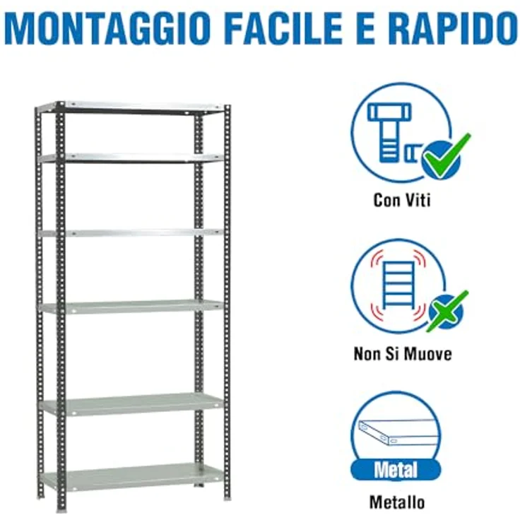 Simonrack Schwerlastregal, Lagerregal, 200 x 90 x 50 Metallregal, Kellerregal, Biegestelle 100 kg, 6 Fachböden, Anthrazit/Weiss - Comfort – Bild 4