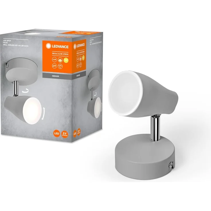 LEDVANCE LED SPOT PEAR GREY 1 x 4.3W 2700K GU10