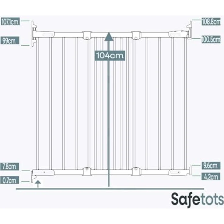 Bettacare Extra Hohes Schraubmontierte Haustier Safety Gitter, 62.5cm - 106.8cm, Schwarz, 103.5cm Hoch, Hundetreppe, Sicherheitsbarriere – Bild 4