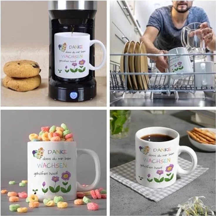 speecheese Tasse Danke dass du mir beim Wachsen geholfen hast Kaffeebecher – Bild 5