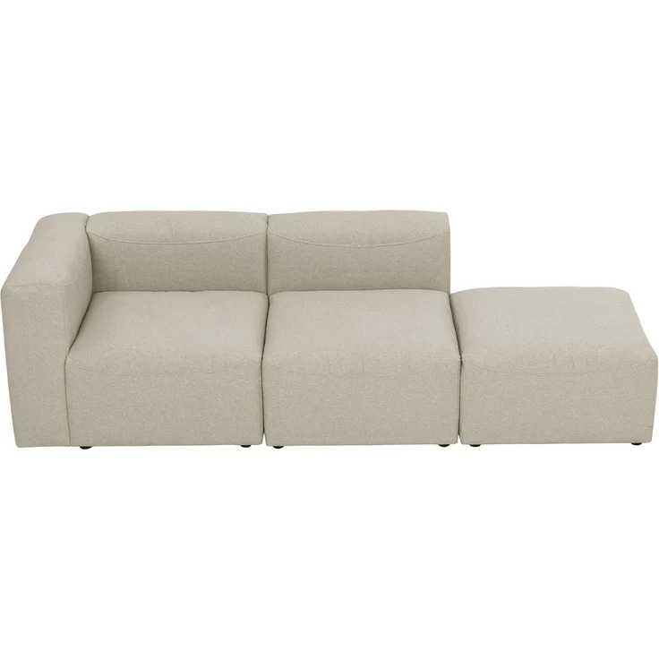 Sofa 2-Sitzer mit Hocker rechts Kattrina Flachgewebe creme – Bild 2