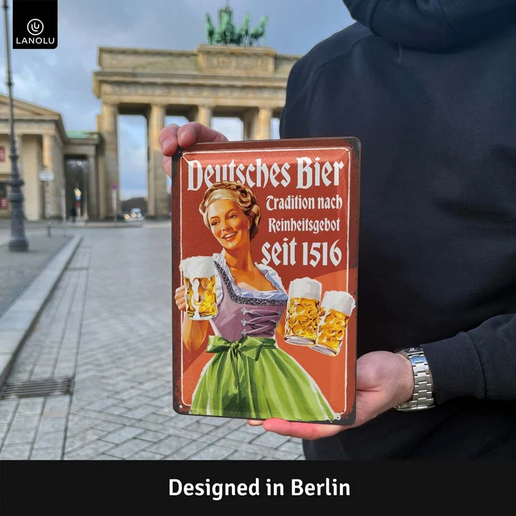 LANOLU Blechschild Deutsches Bier - 20x30cm – Metall – Mehrfarbig – 20249 – Bild 2