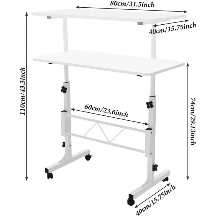 JEOBEST Computertisch Höhenverstellbarer Schreibtisch 80x40 x (74-110)cm, Ergonomischer Steh-Sitz Tisch Computertisch für Heimbüro – Bild 3